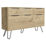 Tuhome Augusta Double Dresser with Four Spacious Drawers, Modern Hairpin Metal Legs, Wide Superior Top for Décor and Storage, Contemporary Bedroom Organizer for Clothes, Accessories, Essentials and Everyday Use
