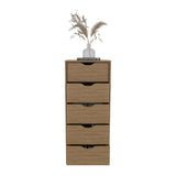 Basilea Tall Narrow Dresser with Five Pull-Out Drawers, Compact Storage Solution for Bedroom, Living Room, or Hallway, Ideal for Organizing Clothes, Accessories, and Personal Items