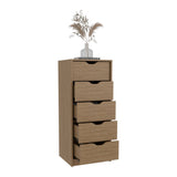 Basilea Tall Narrow Dresser with Five Pull-Out Drawers, Compact Storage Solution for Bedroom, Living Room, or Hallway, Ideal for Organizing Clothes, Accessories, and Personal Items