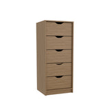 Basilea Tall Narrow Dresser with Five Pull-Out Drawers, Compact Storage Solution for Bedroom, Living Room, or Hallway, Ideal for Organizing Clothes, Accessories, and Personal Items