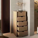 Basilea Tall Narrow Dresser with Five Pull-Out Drawers, Compact Storage Solution for Bedroom, Living Room, or Hallway, Ideal for Organizing Clothes, Accessories, and Personal Items