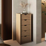 Basilea Tall Narrow Dresser with Five Pull-Out Drawers, Compact Storage Solution for Bedroom, Living Room, or Hallway, Ideal for Organizing Clothes, Accessories, and Personal Items