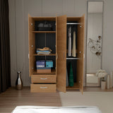TUHOME Ankora Armoire with Four Doors, Two Spacious Drawers and Dual Hanging Rods, Multi-Compartment Storage Cabinet for Clothing, Accessories and Home Essentials, Ideal for Bedrooms, Living Rooms or Organized Entryway Spaces