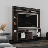 Dante 71" Freestanding Entertainment Center with TV Stand, 8 Storage Shelves, Large Bookcase Display, Two-Door Cabinet, Modern Media Console for Living Room, Home Office or TV Room Organization
