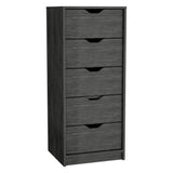 TUHOME Basilea Tall Dresser with Five Smooth Pull-Out Drawers, Slim Vertical Storage System for Clothes and Accessories, Space-Saving Modern Organizer Ideal for Bedrooms, Closets and Compact Living Areas