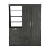 TUHOME Kenya Armoire with Double Doors, Three Spacious Drawers and Three-Tier Shelving Offering Generous Clothing Storage, Hanging Space and Modern Organizational Design in Durable Engineered Wood for Contemporary Bedrooms