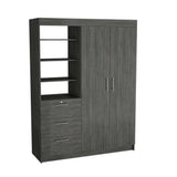 TUHOME Kenya Armoire with Double Doors, Three Spacious Drawers and Three-Tier Shelving Offering Generous Clothing Storage, Hanging Space and Modern Organizational Design in Durable Engineered Wood for Contemporary Bedrooms