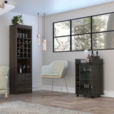 Dothan 2 Piece Living Room Set, Bar Cabinet + Bar Cart, Carbon Espresso Finish
