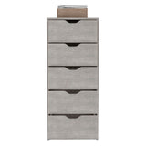 TUHOME Basilea Tall Dresser with Five Smooth Pull-Out Drawers, Slim Vertical Storage System for Clothes and Accessories, Space-Saving Modern Organizer Ideal for Bedrooms, Closets and Compact Living Areas