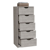 TUHOME Basilea Tall Dresser with Five Smooth Pull-Out Drawers, Slim Vertical Storage System for Clothes and Accessories, Space-Saving Modern Organizer Ideal for Bedrooms, Closets and Compact Living Areas