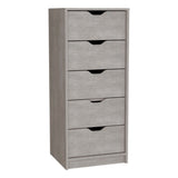 TUHOME Basilea Tall Dresser with Five Smooth Pull-Out Drawers, Slim Vertical Storage System for Clothes and Accessories, Space-Saving Modern Organizer Ideal for Bedrooms, Closets and Compact Living Areas