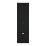 Vico 76-Inch High Armoire Wardrobe Closet with Double Door Cabinet, Two Spacious Drawers, Internal Shelf, Hanging Rod, Multi-Section Clothing Organizer for Bedroom Storage and Freestanding Clothes Organization