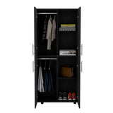 Hazel 70-Inch High Four-Door Armoire Wardrobe Closet Cabinet with Six Storage Shelves, Dual Hanging Rods, Multi-Section Clothing Organizer for Bedroom, Living Room or Home Organization and Freestanding Wardrobe Storage