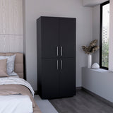 Hazel 70-Inch High Four-Door Armoire Wardrobe Closet Cabinet with Six Storage Shelves, Dual Hanging Rods, Multi-Section Clothing Organizer for Bedroom, Living Room or Home Organization and Freestanding Wardrobe Storage