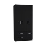 Sebree 71-Inch High Armoire Wardrobe Closet with Four Doors, Two Drawers, Three Cabinet Sections, Six Storage Shelves and Hanging Rod, Freestanding Bedroom Clothes Storage Organizer for Modern Home Organization and Daily Wardrobe Use