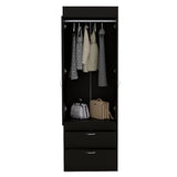 TUHOME Lisboa 2-Door Armoire with Double Door Storage, Two Spacious Drawers, Concealed Hanging Rod and Vertical Freestanding Wardrobe for Bedroom, Living Room, Kitchen or Garage Organization