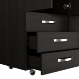 Tuhome Denver Adjustable Armoire with Rods, Double Door Cabinet, Three Drawers, Two Shelves, Modern Storage Solution for Bedroom and Closet