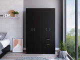 Tuhome Vaupes Armoire with Double Door Cabinet, One Drawer, Five Interior Shelves, Hanging Rod, and Pull-Down Door for Organized Storage Solution