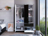 Tuhome Vaupes Armoire with Double Door Cabinet, One Drawer, Five Interior Shelves, Hanging Rod, and Pull-Down Door for Organized Storage Solution