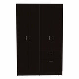 Tuhome Vaupes Armoire with Double Door Cabinet, One Drawer, Five Interior Shelves, Hanging Rod, and Pull-Down Door for Organized Storage Solution