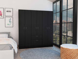 Tuhome Mitu Six Doors Armoire with Seven Interior Shelves, One Drawer, Elegant Storage Solution for Bedroom, Living Room, or Closet Organization