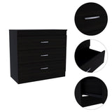 Tuhome Melia Three-Drawer Dresser with Modern Superior Top Surface, Sleek Metal Hardware, Spacious Storage Compartments, Contemporary Minimalist Bedroom Organizer for Clothing, Accessories, and Everyday Essentials
