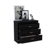 Tuhome Melia Three-Drawer Dresser with Modern Superior Top Surface, Sleek Metal Hardware, Spacious Storage Compartments, Contemporary Minimalist Bedroom Organizer for Clothing, Accessories, and Everyday Essentials
