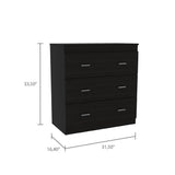 Tuhome Georgia Three-Drawer Dresser with Modern Metal Handles, Spacious Storage Compartments, Contemporary Superior Top Surface, Functional Bedroom Organizer for Clothing, Accessories, and Everyday Essentials