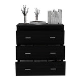 Tuhome Georgia Three-Drawer Dresser with Modern Metal Handles, Spacious Storage Compartments, Contemporary Superior Top Surface, Functional Bedroom Organizer for Clothing, Accessories, and Everyday Essentials