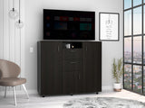 Tuhome Letna Double-Door Cabinet Dresser with Two Spacious Drawers, Multiple Interior Shelves, Three Enclosed Cabinets, Hanging Rod Storage, Versatile Bedroom Organizer for Clothing, Accessories, and Daily Essentials