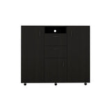 Tuhome Letna Double-Door Cabinet Dresser with Two Spacious Drawers, Multiple Interior Shelves, Three Enclosed Cabinets, Hanging Rod Storage, Versatile Bedroom Organizer for Clothing, Accessories, and Daily Essentials
