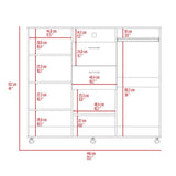 Tuhome Letna Double-Door Cabinet Dresser with Two Spacious Drawers, Multiple Interior Shelves, Three Enclosed Cabinets, Hanging Rod Storage, Versatile Bedroom Organizer for Clothing, Accessories, and Daily Essentials