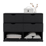 Tuhome Basilea 4-Drawer Dresser with Two Lower Cabinets for Shoes and Accessories, Spacious Bedroom Storage Organizer with Wide Top Surface, Modern Functional Design for Clothes, Footwear and Daily Essentials