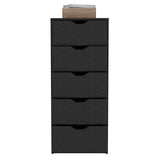 Tuhome Basilea 5-Drawer Tall Dresser with Slim Space-Saving Vertical Storage, Modern Pull-Out Drawer System for Clothes and Accessories, Durable Bedroom Organization Cabinet with Elegant Contemporary Design