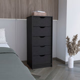 Tuhome Basilea 5-Drawer Tall Dresser with Slim Space-Saving Vertical Storage, Modern Pull-Out Drawer System for Clothes and Accessories, Durable Bedroom Organization Cabinet with Elegant Contemporary Design