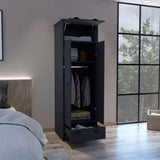 Falkland Armoire with Double-Door Wardrobe Cabinet, Upper Hinged Drawer, Lower Pull-Out Drawer and Modern Handle Accents for Organized Clothing Storage, Bedroom Organization and Stylish Space-Saving Home Furniture
