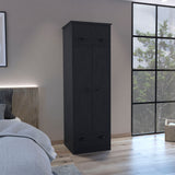 Falkland Armoire with Double-Door Wardrobe Cabinet, Upper Hinged Drawer, Lower Pull-Out Drawer and Modern Handle Accents for Organized Clothing Storage, Bedroom Organization and Stylish Space-Saving Home Furniture