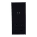 Taly 2-Door Armoire with Two Drawers and Hanging Rod, Spacious Wardrobe Storage Cabinet for Clothing, Accessories and Daily Essentials, Functional Vertical Closet Organizer for Bedrooms and Dressing Spaces