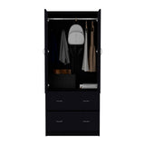 Taly 2-Door Armoire with Two Drawers and Hanging Rod, Spacious Wardrobe Storage Cabinet for Clothing, Accessories and Daily Essentials, Functional Vertical Closet Organizer for Bedrooms and Dressing Spaces