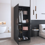 Hazel 70-Inch High Four-Door Armoire Wardrobe Closet Cabinet with Six Storage Shelves, Dual Hanging Rods, Multi-Section Clothing Organizer for Bedroom, Living Room or Home Organization and Freestanding Wardrobe Storage