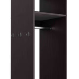 TUHOME Cluster 63-Inch Tall Open-Concept Wardrobe with Mirror, Three Storage Shelves, Hanging Rod, Casters and Side Hooks, Freestanding Clothes Organizer for Bedroom, Closet, Laundry Room or Multiroom Home Storage