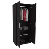 Wenden Spacious Freestanding Armoire Wardrobe Console Double Door Design for Bedroom Storage Upgrade Featuring Hanging Rod and Interior Shelves for Optimized Garment Organization