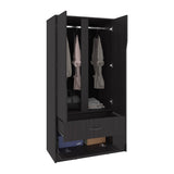 Dakota Sleek and Functional Freestanding Armoire Wardrobe Double Door Design with Spacious Interior Featuring Hanging Rod and Interior Shelving for Comprehensive Bedroom Organization