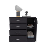 Katie Four-Drawer, One-Door Dresser with Spacious Storage, Modern Bedroom Organizer with Smooth-Glide Drawers and Side Cabinet for Clothing, Linens, and Personal Items, Stylish and Functional Storage Solution