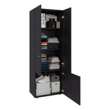 Home 3-Door Closet System with Five Interior Shelves and Hanging Rod, Freestanding Bedroom Storage Organizer, Clothes and Shoes Organizer for Utility or Laundry Rooms, Modern Wardrobe Furniture