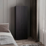 Home 3-Door Closet System with Five Interior Shelves and Hanging Rod, Freestanding Bedroom Storage Organizer, Clothes and Shoes Organizer for Utility or Laundry Rooms, Modern Wardrobe Furniture