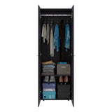Home 2-Door Closet System Armoire with Hanging Rod and Storage Shelf, Modern Bedroom Organization Storage, Space-Saving Wardrobe for Jackets, Dresses, and Folded Garments in Contemporary Bedrooms