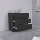 Tuhome Austin Three Drawer Dresser with Smooth Pull-Out Mechanism, Modern Storage Solution for Bedrooms and Small Spaces, Spacious Drawers with Metal Rails and Wide Superior Top for Clothes Organization and Home Essentials