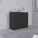 Tuhome Austin Three Drawer Dresser with Smooth Pull-Out Mechanism, Modern Storage Solution for Bedrooms and Small Spaces, Spacious Drawers with Metal Rails and Wide Superior Top for Clothes Organization and Home Essentials