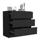 Tuhome Austin Three Drawer Dresser with Smooth Pull-Out Mechanism, Modern Storage Solution for Bedrooms and Small Spaces, Spacious Drawers with Metal Rails and Wide Superior Top for Clothes Organization and Home Essentials